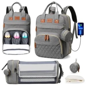 3 in 1 Waterproof Backpack Diaper Bag with USB Charge